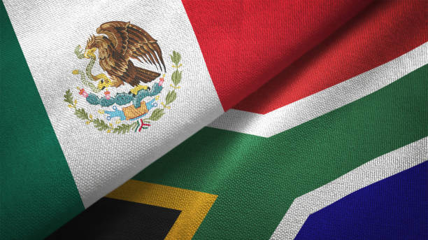 South Africa and Mexico flag together realtions textile cloth fabric texture